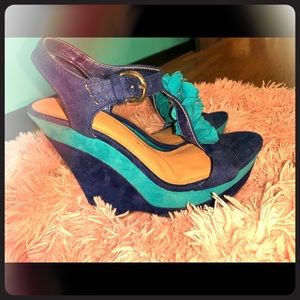 Blue frills heels